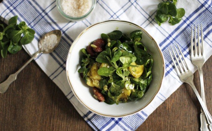 Rezept: Erdäpfel-Vogerlsalat mit Käferbohnen | we love handmade