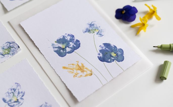 Muttertagskarte Veilchen Blumendruck | we love handmade