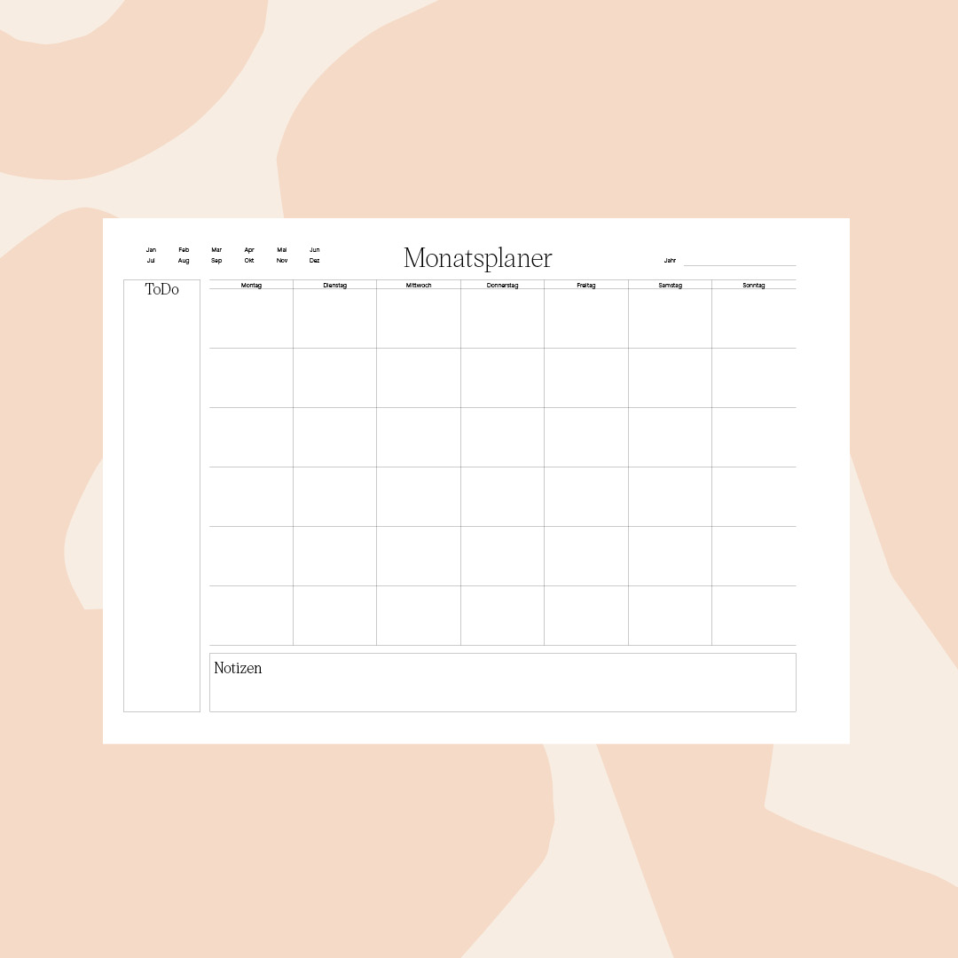 Monatsplaner als digitaler Download Querformat | we love handmade